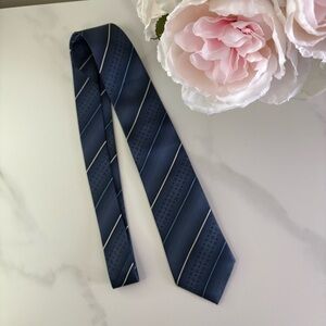 Louis Vuitton Monogram Stripe Silk Tie Blue